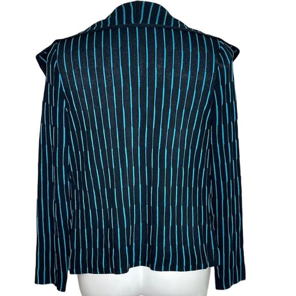 Ming Wang Black Stripe Waterfall Cardigan Size Small - Picture 6 of 16